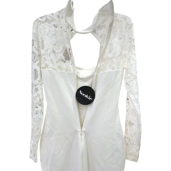 New! Nookie X Revolve Women's Lady Lace Long Sleeve Midi Dress White Large NWT - Picture 12 of 15